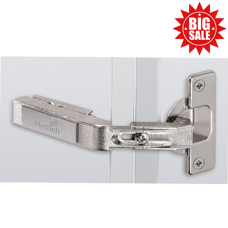 Intermat hinge for corner cabinet folding doors without self closing feature (Intermat 9930), overlay, Opening angle 50° / 65°, drilling pattern TH 52 x 5,5 mm , for screwing on